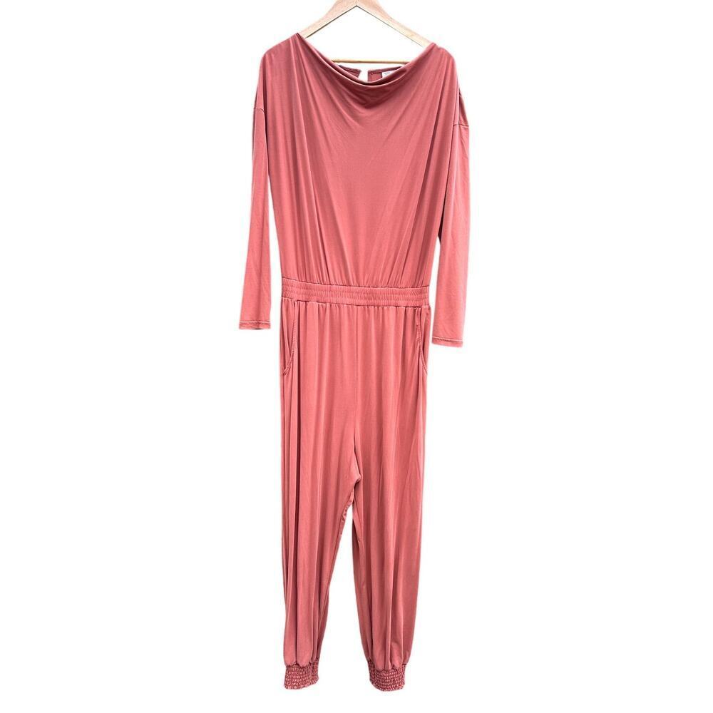 Anthro Saturday Sunday Dylan Jumpsuit Cowlneck Terracotta Rust Orange Medium - Picture 5 of 12